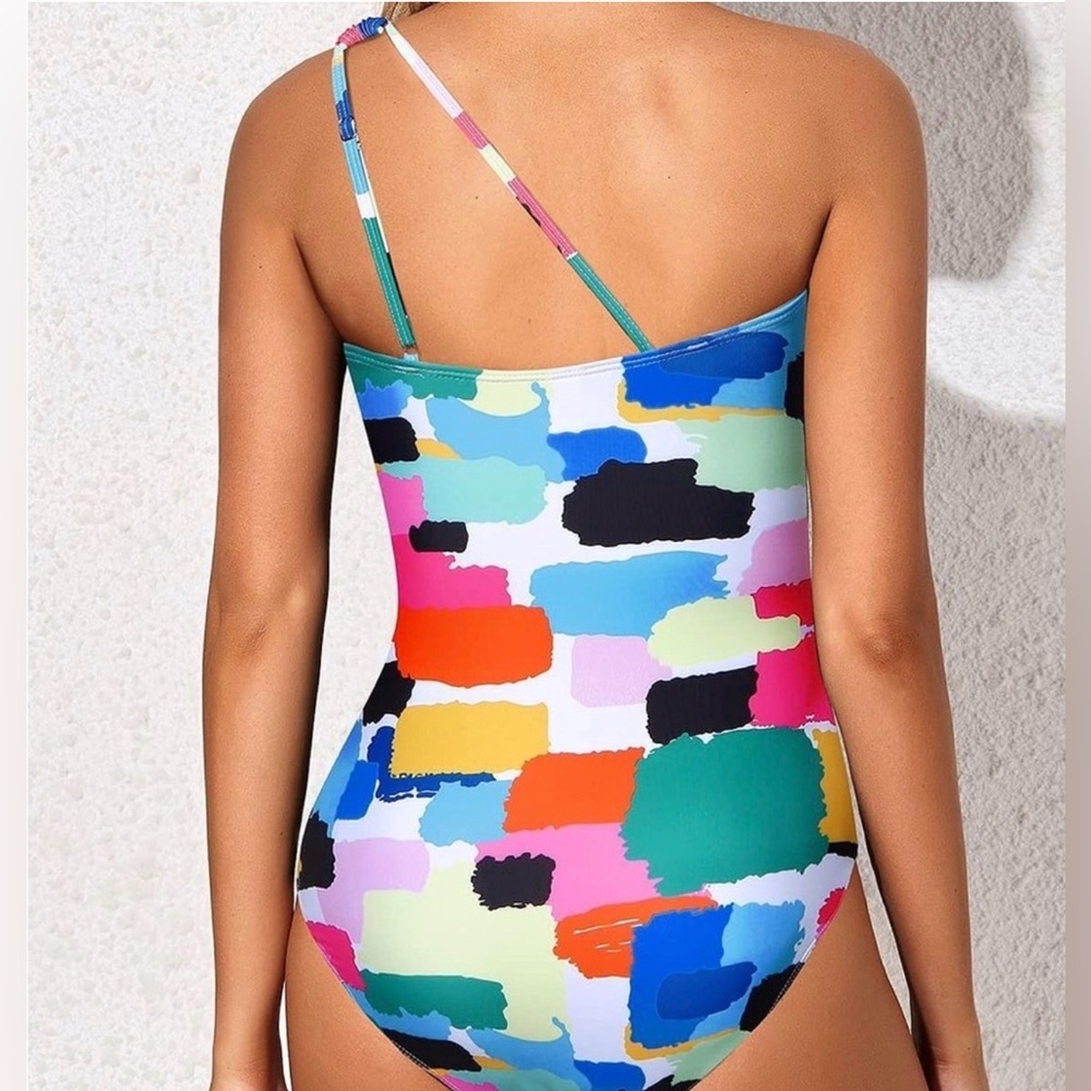 NWT-Holipick One-Shoulder Tummy Control Swimsuit sz M - Picture 2 of 12